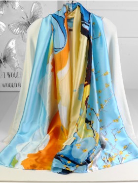 Premium Silk Feeling Cherry Blossom Print Scarf